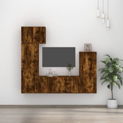 vidaXL Set de muebles de TV 5 pzas madera contrachapada roble ahumado