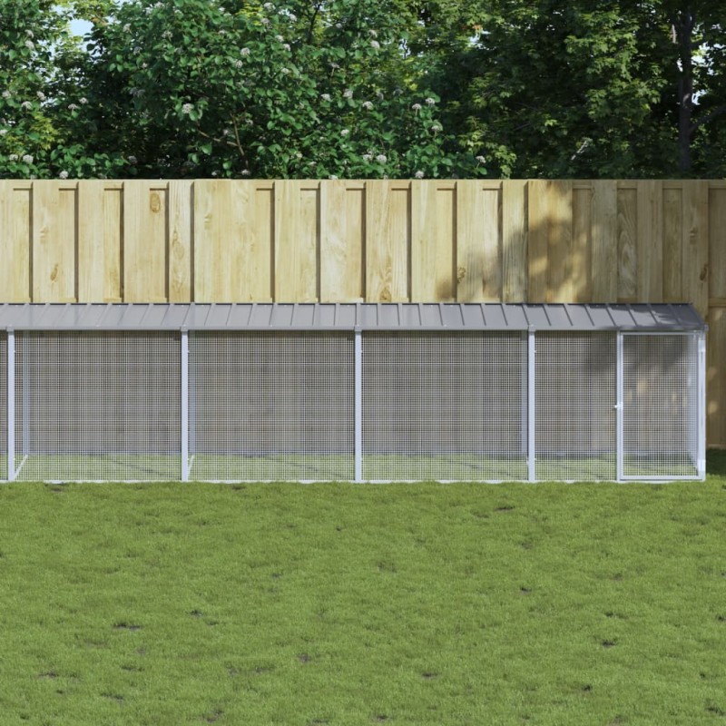 vidaXL Gallinero con techo acero galvanizado gris claro 803x98x90 cm