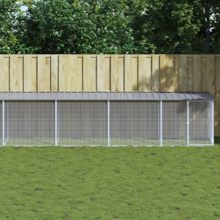 vidaXL Gallinero con techo acero galvanizado gris claro 803x98x90 cm