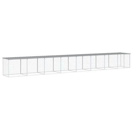 vidaXL Gallinero con techo acero galvanizado gris claro 803x98x90 cm