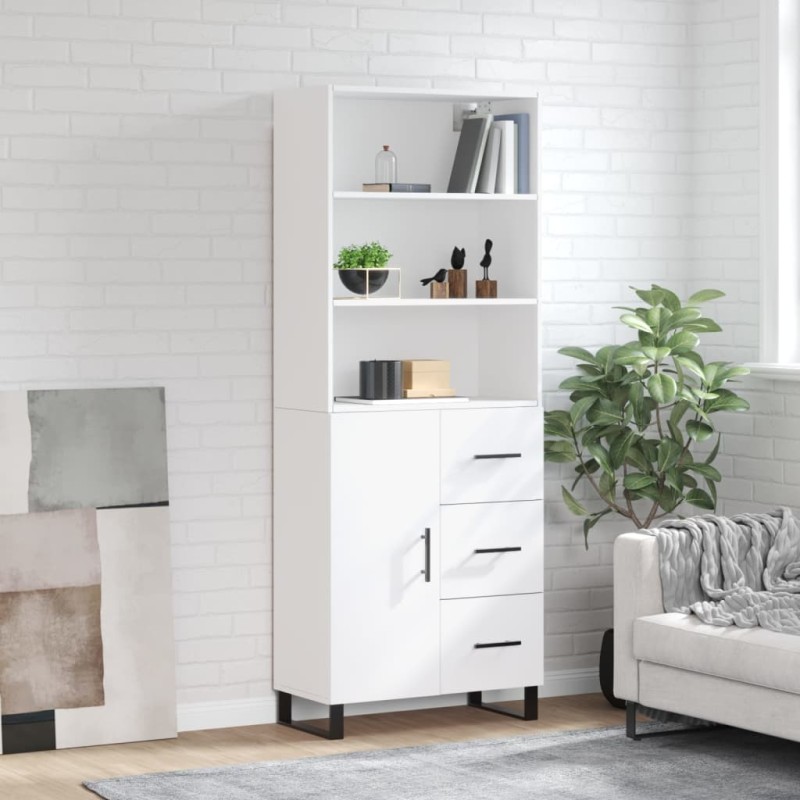 vidaXL Aparador alto madera contrachapada blanco 69,5x34x180 cm vidaXL Aparador alto madera contrachapada blanco 69,5x34x180 cm