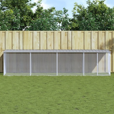 vidaXL Gallinero con techo acero galvanizado gris claro 403x98x90 cm