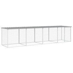 vidaXL Gallinero con techo acero galvanizado gris claro 403x98x90 cm