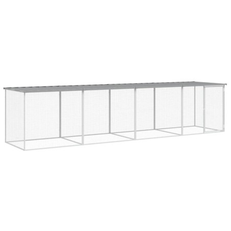 vidaXL Gallinero con techo acero galvanizado gris claro 403x98x90 cm