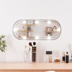 vidaXL Espejo de pared ovalado con luces LED vidrio 20x50 cm