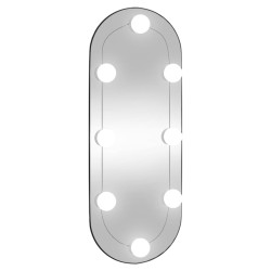 vidaXL Espejo de pared ovalado con luces LED vidrio 20x50 cm