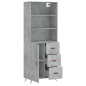 vidaXL Aparador alto madera contrachapada gris hormigón 69,5x34x180 cm vidaXL Aparador alto madera contrachapada gris hormigón 69,5x34x180 cm