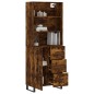 vidaXL Aparador alto madera contrachapada roble ahumado 69,5x34x180 cm