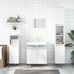 vidaXL Set muebles de baño 3 piezas madera contrachapada blanco brillo