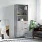 vidaXL Aparador alto madera contrachapada gris hormigón 69,5x34x180 cm vidaXL Aparador alto madera contrachapada gris hormigón 69,5x34x180 cm