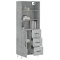 vidaXL Aparador alto madera contrachapada gris hormigón 69,5x34x180 cm vidaXL Aparador alto madera contrachapada gris hormigón 69,5x34x180 cm