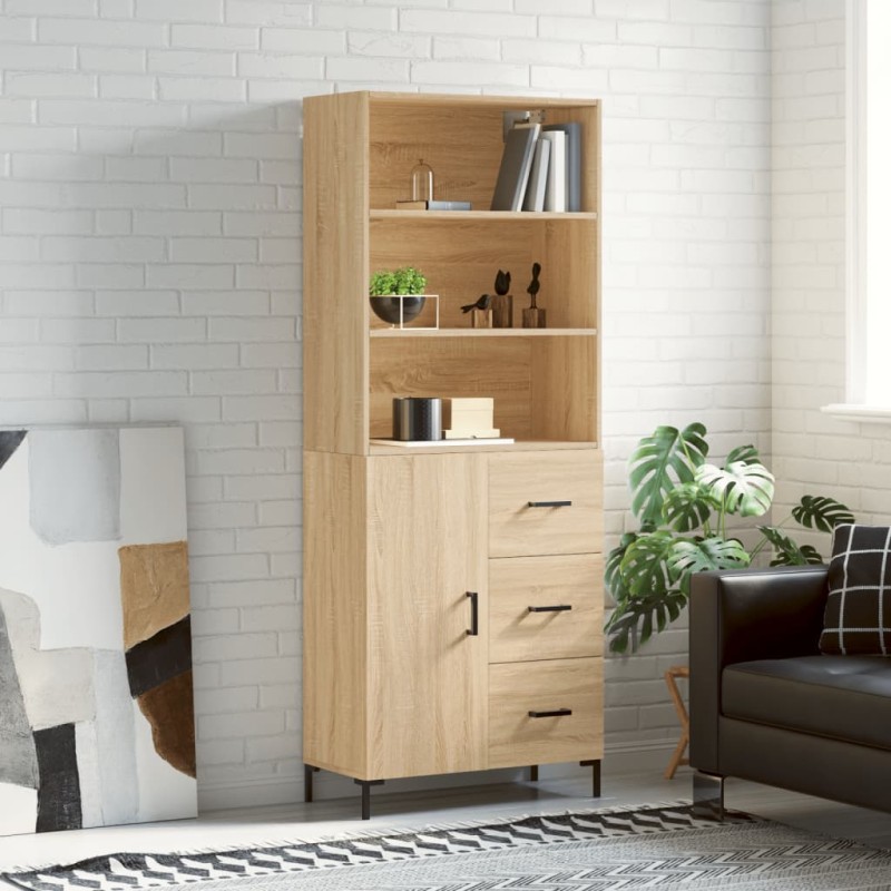 vidaXL Aparador alto madera contrachapada color roble 69,5x34x180 cm vidaXL Aparador alto madera contrachapada color roble 69,5x34x180 cm