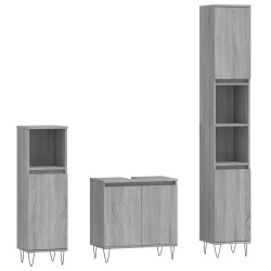 vidaXL Set de muebles de baño 3 pzas madera contrachapada gris sonoma