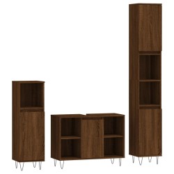 vidaXL Set de muebles baño 3 pzas madera contrachapada roble marrón