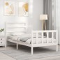 vidaXL Estructura de cama con cabecero madera maciza blanco 90x200 cm