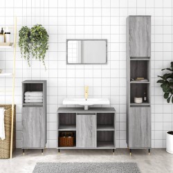 vidaXL Set de muebles de baño 3 pzas madera contrachapada gris sonoma
