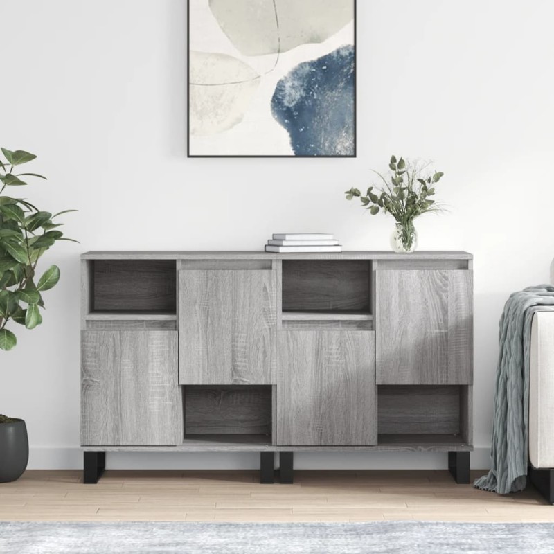 vidaXL Aparadores 2 piezas madera contrachapada gris Sonoma vidaXL Aparadores 2 piezas madera contrachapada gris Sonoma