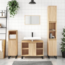 vidaXL Set de muebles de baño 3 pzas madera contrachapada roble Sonoma