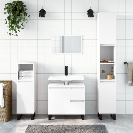 vidaXL Juego de muebles de baño 3 pzas madera contrachapada blanco