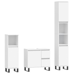 vidaXL Juego de muebles de baño 3 pzas madera contrachapada blanco