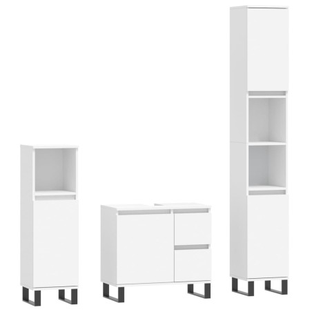vidaXL Juego de muebles de baño 3 pzas madera contrachapada blanco