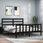 vidaXL Estructura de cama con cabecero madera maciza negro 160x200 cm vidaXL Estructura de cama con cabecero madera maciza negro 160x200 cm
