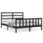 vidaXL Estructura de cama con cabecero madera maciza negro 160x200 cm vidaXL Estructura de cama con cabecero madera maciza negro 160x200 cm