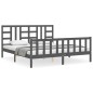 vidaXL Estructura de cama con cabecero madera maciza gris 180x200 cm
