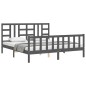 vidaXL Estructura de cama con cabecero madera maciza gris 180x200 cm