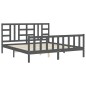 vidaXL Estructura de cama con cabecero madera maciza gris 180x200 cm