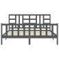 vidaXL Estructura de cama con cabecero madera maciza gris 180x200 cm