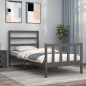 vidaXL Estructura de cama con cabecero madera maciza gris 90x190 cm