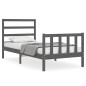vidaXL Estructura de cama con cabecero madera maciza gris 90x190 cm