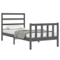 vidaXL Estructura de cama con cabecero madera maciza gris 90x190 cm