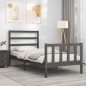 vidaXL Estructura de cama con cabecero madera maciza gris 90x190 cm