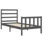 vidaXL Estructura de cama con cabecero madera maciza gris 90x190 cm