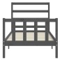 vidaXL Estructura de cama con cabecero madera maciza gris 90x190 cm