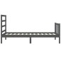 vidaXL Estructura de cama con cabecero madera maciza gris 90x190 cm