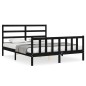 vidaXL Estructura cama de matrimonio con cabecero madera maciza negro vidaXL Estructura cama de matrimonio con cabecero madera maciza negro