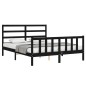 vidaXL Estructura cama de matrimonio con cabecero madera maciza negro vidaXL Estructura cama de matrimonio con cabecero madera maciza negro