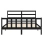 vidaXL Estructura cama de matrimonio con cabecero madera maciza negro vidaXL Estructura cama de matrimonio con cabecero madera maciza negro
