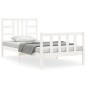 vidaXL Estructura de cama con cabecero madera maciza blanco 100x200 cm vidaXL Estructura de cama con cabecero madera maciza blanco 100x200 cm