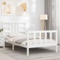 vidaXL Estructura de cama con cabecero madera maciza blanco 100x200 cm vidaXL Estructura de cama con cabecero madera maciza blanco 100x200 cm