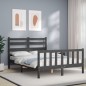 vidaXL Estructura cama de matrimonio con cabecero madera maciza gris vidaXL Estructura cama de matrimonio con cabecero madera maciza gris