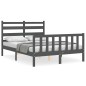 vidaXL Estructura cama de matrimonio con cabecero madera maciza gris vidaXL Estructura cama de matrimonio con cabecero madera maciza gris