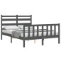 vidaXL Estructura cama de matrimonio con cabecero madera maciza gris vidaXL Estructura cama de matrimonio con cabecero madera maciza gris