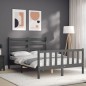 vidaXL Estructura cama de matrimonio con cabecero madera maciza gris vidaXL Estructura cama de matrimonio con cabecero madera maciza gris