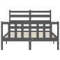 vidaXL Estructura cama de matrimonio con cabecero madera maciza gris vidaXL Estructura cama de matrimonio con cabecero madera maciza gris