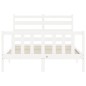 vidaXL Estructura cama de matrimonio con cabecero madera maciza blanco vidaXL Estructura cama de matrimonio con cabecero madera maciza blanco