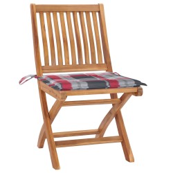 vidaXL Sillas de jardín plegables 4 uds madera maciza teca con cojines